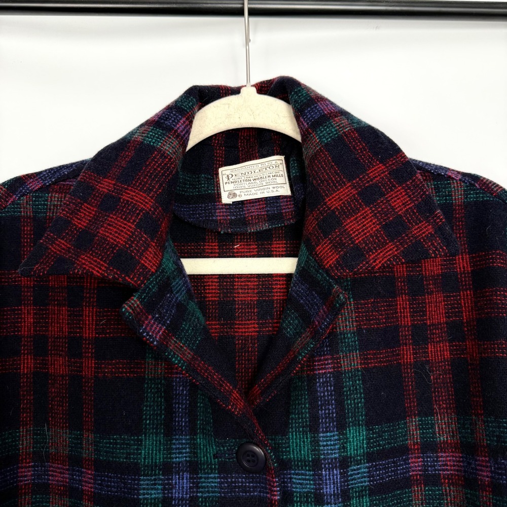 Pendleton Vintage Wool Plaid Jacket Shacket Red B… - image 5